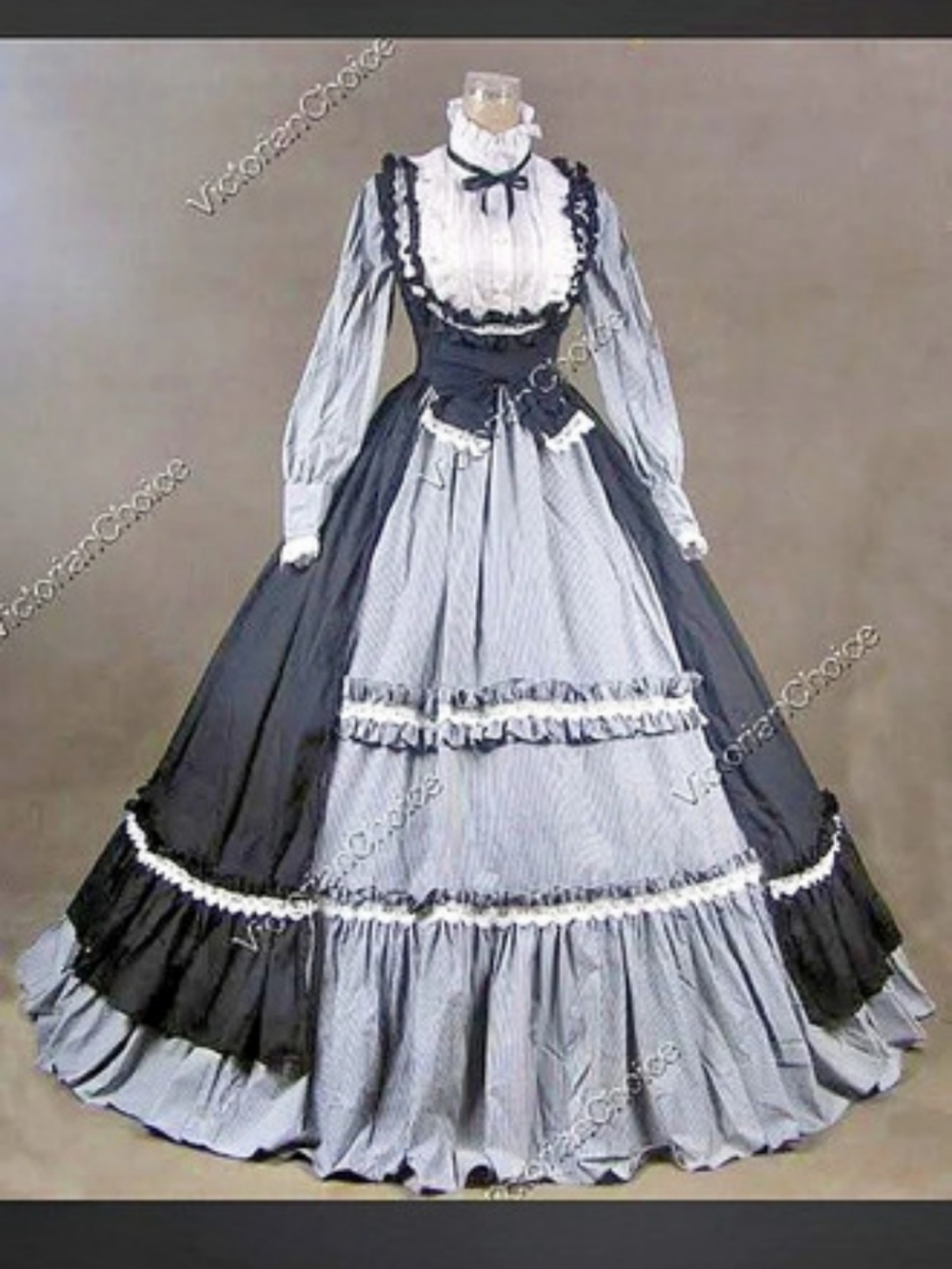 Victorian Choice Victorian Maxi Dress Black & White Size Large Like New
